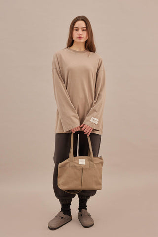 Faded Effect Oversize Sweatshirt Stone