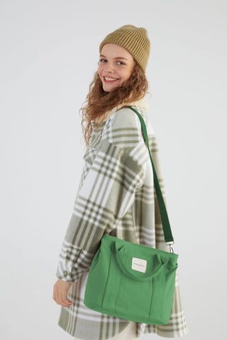 Two Compartment Tote Bag Green