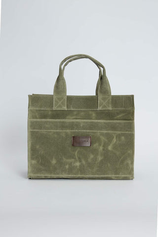 Faded Effect Medium Canvas Bag Military Khaki