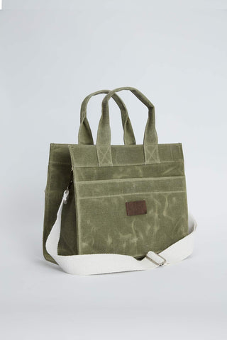 Faded Effect Medium Canvas Bag Military Khaki