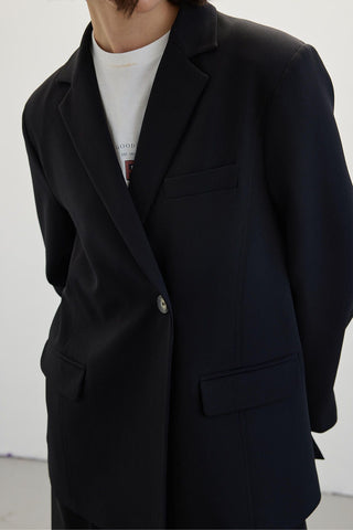 One Button Blazer Jacket Black