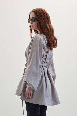 Shirred Collar Tunic Grey