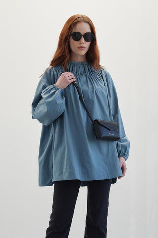 Shirred Collar Tunic Blue