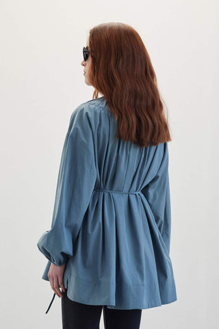 Shirred Collar Tunic Blue