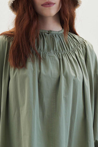 Shirred Collar Tunic Green