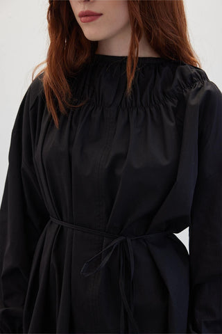 Shirred Collar Tunic Black