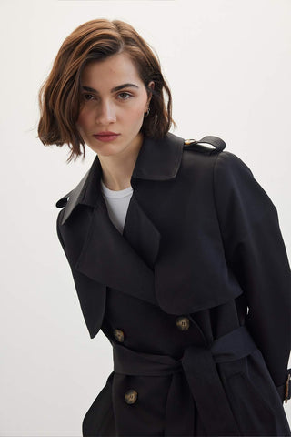 Double-Breasted Classic Trench Coat Black