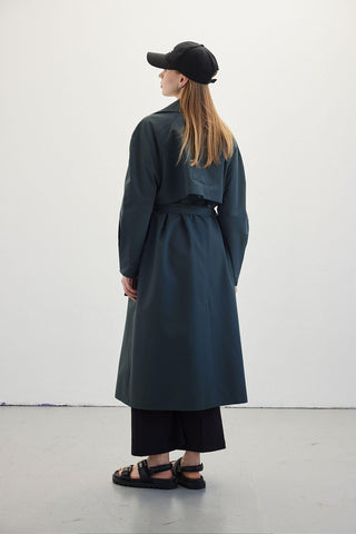 Double-Breasted Trench Coat Dark Green