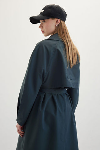 Double-Breasted Trench Coat Dark Green