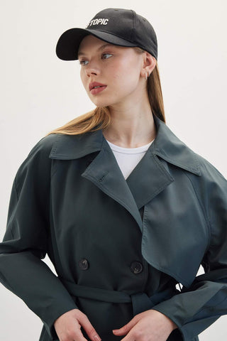 Double-Breasted Trench Coat Dark Green