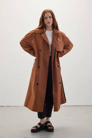 Double-Breasted Trench Coat Hazelnut