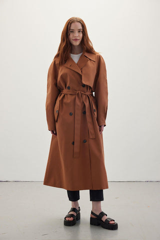 Double-Breasted Trench Coat Hazelnut