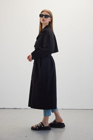 Double-Breasted Trench Coat Black