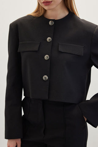 Short Jacket With Metal Buttons Black