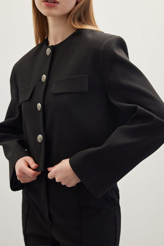 Short Jacket With Metal Buttons Black