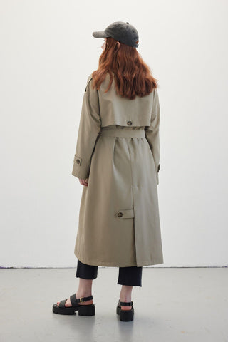 Double-Breasted Trench Coat With Buttons Desert Sand