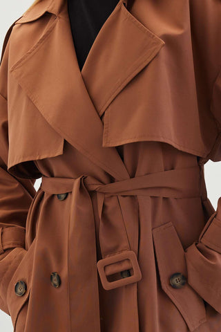 Double-Breasted Trench Coat With Buttons Hazelnut