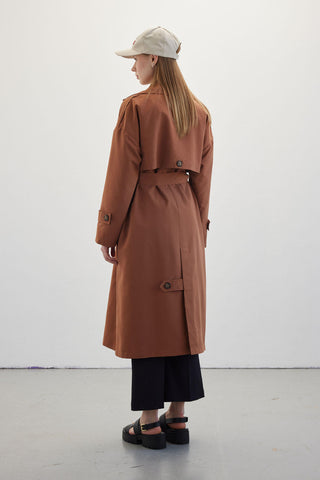 Double-Breasted Trench Coat With Buttons Hazelnut