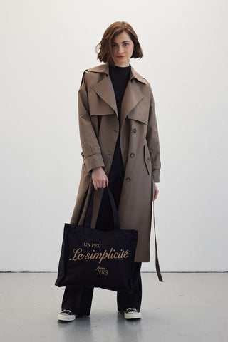 Double-Breasted Trench Coat With Buttons Mink