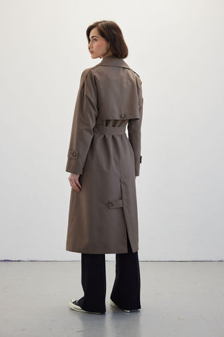 Double-Breasted Trench Coat With Buttons Mink