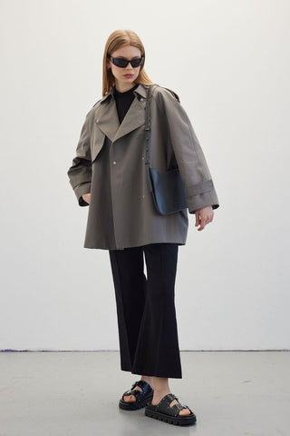 Oversize Short Trench Coat Grey