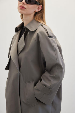 Oversize Short Trench Coat Grey