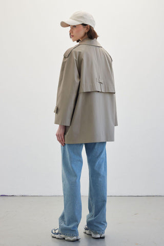 Oversize Short Trench Coat Sage