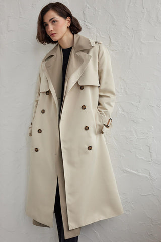 Double-Breasted Classic Trench Coat Beige