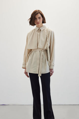 Belted Trench Shirt Beige