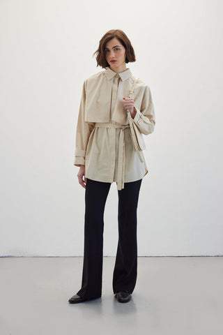 Belted Trench Shirt Beige