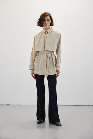 Belted Trench Shirt Beige