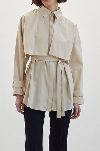 Belted Trench Shirt Beige