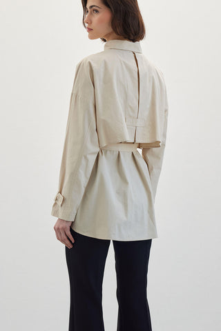 Belted Trench Shirt Beige