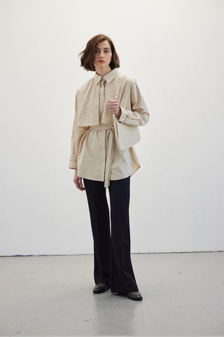 Belted Trench Shirt Beige