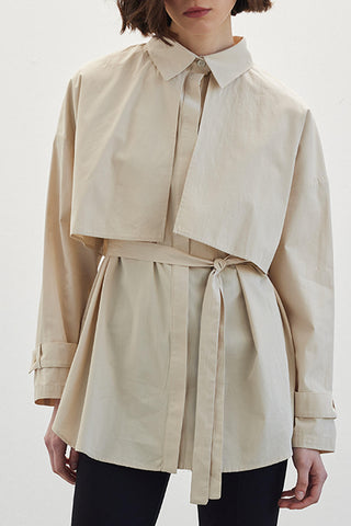 Belted Trench Shirt Beige