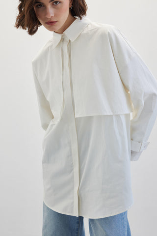 Belted Trench Shirt Ecru