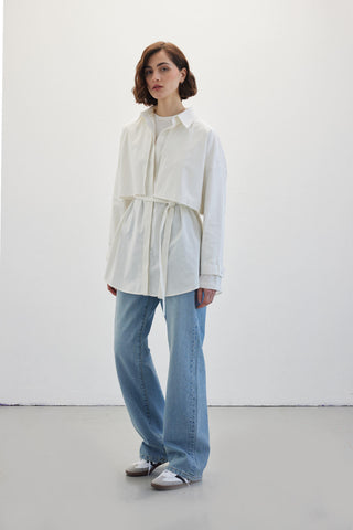 Belted Trench Shirt Ecru