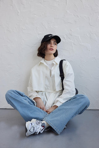 Belted Trench Shirt Ecru