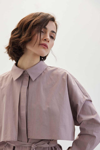 Belted Trench Shirt Dusty Rose