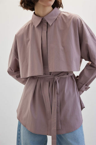 Belted Trench Shirt Dusty Rose