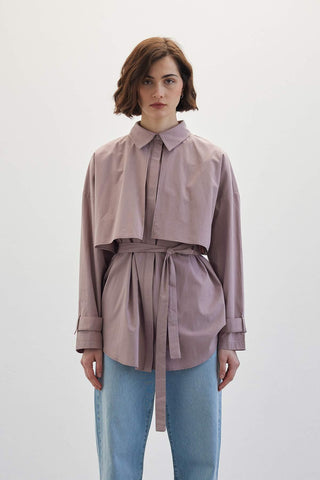 Belted Trench Shirt Dusty Rose