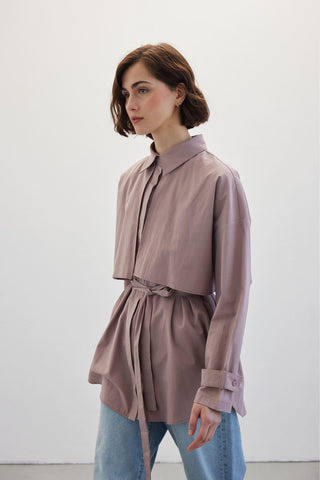 Belted Trench Shirt Dusty Rose