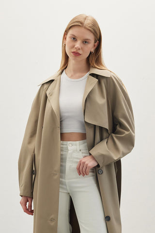 Double-Breasted Trench Coat Desert Sand