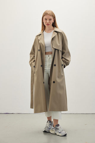 Double-Breasted Trench Coat Desert Sand