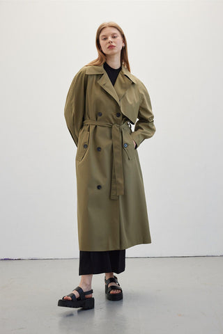 Double-Breasted Trench Coat Green