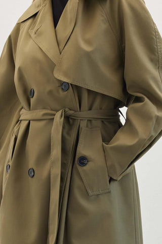 Double-Breasted Trench Coat Green