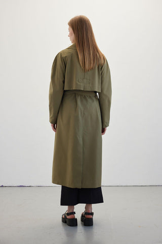 Double-Breasted Trench Coat Green