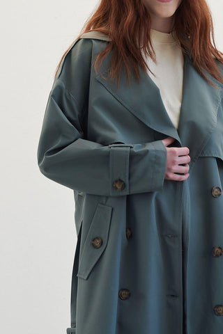 Double-Breasted Trench Coat With Buttons Cobalt