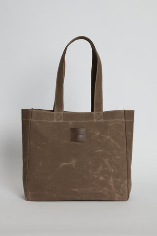 Faded Effect Tote Bag Brown