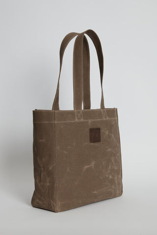 Faded Effect Tote Bag Brown